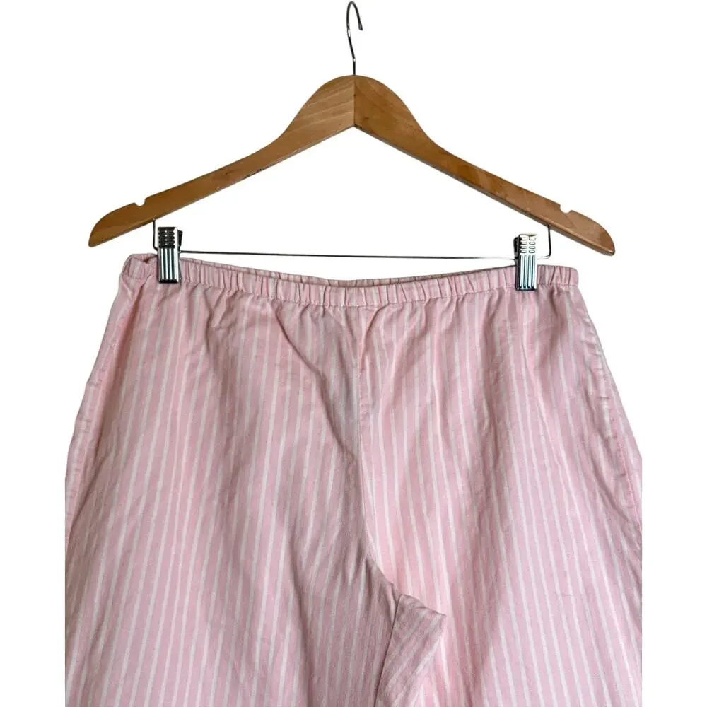 Lauren Ralph Lauren Pink White Stripe Cotton Pajama Set Women’s L EUC